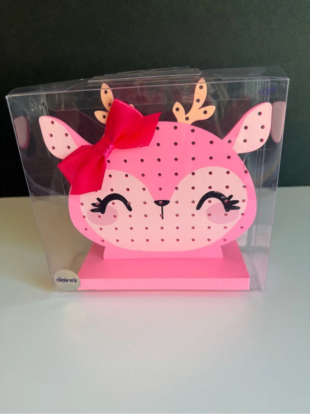 Girl’s Earring Holder Claire’s Pink Deer Jewelry Organizer Display Stand NIP